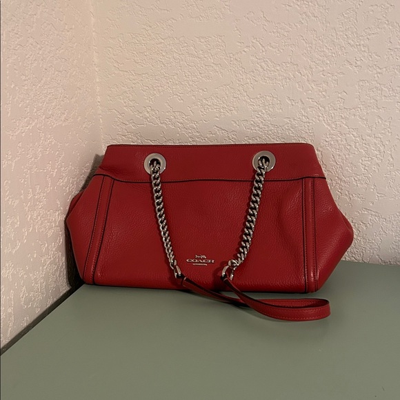 Coach Red Leather Shoulder Bag - Picture 1 of 2